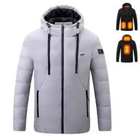 Unisexiška išmanioji šildoma žiemos striukė su gobtuvu - Įkraunama ir temperatūrą reguliuojanti. 6XL gray