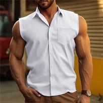 Men's Lapel Vest With Pockets  Casual Sports Cardigan XL balta