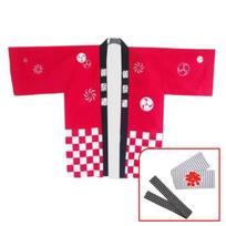 Happi paltai Japoniški tradiciniai Matsuri festivalio kimonai Yukata Raudonos mėlynos languotos spaudos vyrams moterims Cosplay vakarėliui Haori paltai L red