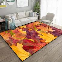 Rudens Lapų Rašto Kilimas Svetainei, Miegamajam, Lovos Šonui Neslystantis Grindų Kilimėlis Gamta Įkvėptas Namų Dekoras 80x120cm(31x46in) gray