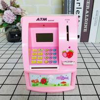Angliškas ATM taupyklė: Automatinis įnašas ir išėmimas, Apsaugotas slaptažodžiu, Išmanusis balso bankomatas. 13 x 13.5 x 17 cm gray