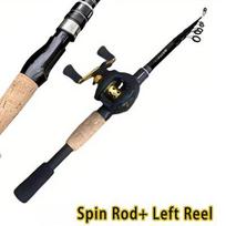 Meškerės rinkinys su ritės ritinėliu, meškerės kotas, meškerės kotas, teleskopinė meškerė, 8g-25g, medinė rankena, anglies pluošto kotas, meškerės įrankiai, profesionalus, lengvas, 7.2:1 žvejybos ritė 210 black