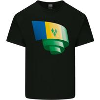Curled Saint Vincent and Grenadines Flag Football Kids T-Shirt Childrens 100 multi