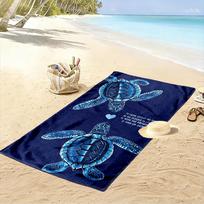 Sea Turtles with Heart Design Beach towel quick-drying for travel outdoor sports jogging beach and swimming 80cmx160cm(31x63inch)