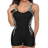 Womens Color Block One Piece Swimsuit Sexy Sports Beach Swimwear 4XL beige