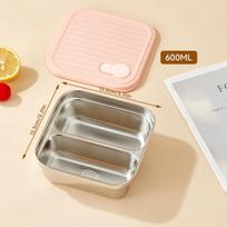 Picnic Bento Box Heat-resistant 304 Stainless Steel Sealed Lunch Box 1/2 Grids Portable Fruit Food Container For Kids Students beige