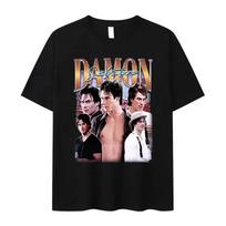Retro Damon Salvatore IanSomerhalder TV Drama Pattern Tshirt for WomenGothic Fashion Summer Tshirt for Women's Street Wear - ... 5XL įvairiaspalvis
