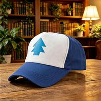 Cartoon Pine Tree Print Mesh Trucker Cap Breathable Adjustable Summer Outdoor Sun Hat For Men Women white