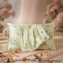 Heavyweight Floral Silk Pillowcase, Single-Sided, 100% Mulberry Silk for Beauty and Hair Care, Single Size 48x74cm 48x74cm (Single) - Sensitive Skin Silk Care