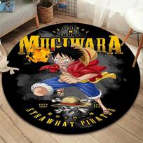 One Piece Monkey D Luffy Round Area Rug Carpet Rug For Living Room Bedroom Sofa Playroom Decor Nonslip Floor Mat 80cmx80cm yellow
