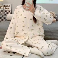 Air Cotton Maternity Kimono Pajamas Set: Autumn/Winter, Postpartum, Plus Size, Breastfeeding-Friendly, Wearable Outdoors L (100-120 lbs) beige