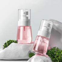 2pcs Mini Spray Bottle Fine Mist Alcohol Atomizer Portable Refillable Liquid Container for Cleaning Skin Care Beauty Accessories 60ml&Plastic white