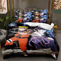 Naruto Bedding Suit Quilt Cover 3D Printed Bedroom Bed Cover Bedclothes 2/3pcs Anime Cartoon Room Decoration Xmas Gift EU Single 135*200cm/53x79in 3pcs