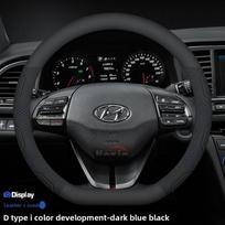 Leather Car Steering Wheel Cover for Hyundai I30 Tucson I10 I20 Ioniq Kona Staria Inster Accent Ix35 I40 I30n Creta Accessories D blue leather fur