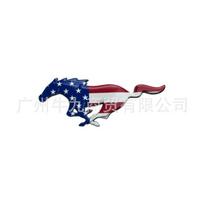 Applicable Mustang car logo metal sticker, fender side label GT Cobra body sticker American flag decorative label blue