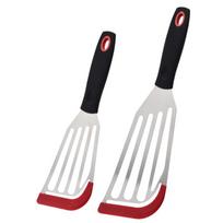 Food-Grade Non-Stick Silicone Fish Spatula with Stainless Steel Handle black