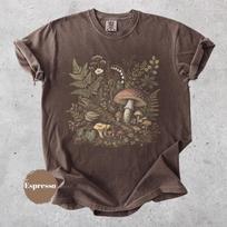 Miško Grybų Marškinėliai, Vintage 90-ųjų Cottagecore Miško Marškinėliai, Grybų Botaniniai Grafiniai Unisex Marškinėliai, Grybų Mėgėjo Dovana, Gamta Viršus M gray