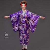 Japanese Women's Kimono Ethnic Stage Performance Costume for Photography and Script Kill Events One Size purple