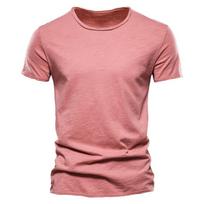 Naudokite žirafos prekės ženklo kokybės elastingumo marškinėlius Vyriški marškinėliai su iškirpte Slim Fit 100% medvilnės marškinėliai Madingi trumpomis rankovėmis marškinėliai Vyriški viršutiniai laisvalaikio marškinėliai S pink