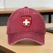 Switzerland Schweiz Swiss Suisse Shield Style Baseball Cap Spring  Trucker Hat Wholesale Snapback Cap UnisexTeens Baseball Caps One Size pink