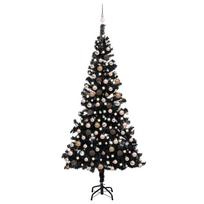 vidaXL Dirbtinė Kalėdų eglutė su žaisliukais, juoda, 240cm, PVC