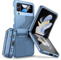 Skirta Samsung Galaxy Z Flip 4 5g dėklas Skirta Samsung Z Flip 4 vyrio dėklas Atsparus smūgiams pusiau automatinis vyrio apsauginis dangtelis Case šviesiai mėlyna spalva