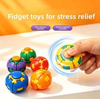 3D Printed Press-To-Spin Fidget Ballone Click Deform Fidget Spinner Ball, Smooth Rotating Stress Relief Sensory Toy yellow