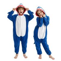 Navy Shark Kids Onesie Kigurumi Costume 105 - 115Cm white