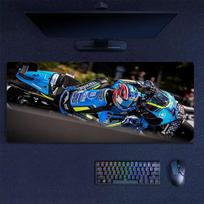 MotoGP Mouse Pad, Large Gaming Desk Mat, Non-slip XXL Mousepad for Laptop & Tablet, Mini PC Playmat with Stitched Edges 30cmx60cm(11.8x23.6inch) blue