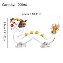 1000mL Dragon Shaped Container Bottle Transparent Kitchenware Heat-resistant High Borosilicate Glass Art Wine Bottle Whisky 1.0L white