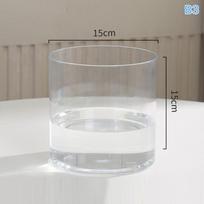 Square/Round Transparent Acrylic Flower Nursery Pots Bonsai Plant Pot Desktop Decoration For Garden Yard Living Room Balcony as the picture gray