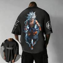 Dragon Ball Men's and Women's T-shirt Anime Round Neck T-shirt Summer 3XL gray