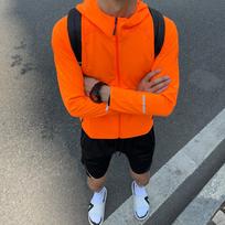 Unisex bėgimo striukė, dviračių sporto vėjo striukė, lauko atspindinti ilgomis rankovėmis greitai džiūstanti treniruočių apranga M oranžinė
