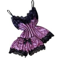 Autumn Winter Velvet Pajamas Set Women's Sexy Lingerie Sleepwear Nightwear Cute Cami Top and Shorts Pijama Sets Loungewear XS violetinė