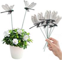 10 Pcs Decorative Stakes, Lifelike 3D Big Dragonflies PVC Dragon Fly Garden Stake for Indoor Outdoor Yard Balcony Plant Flower Pot Decor juoda