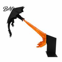 Fire-Breathing Dragon Figurine for Desk Bookshelf Ornament, 3D Printed Dragon, Fantasy Flying Decor Display Cabinet Sculpture Home Office Shelf 1pc black