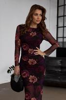 Tulle dress LUSH - burgundy bouquet L/XL