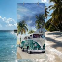 Vintažinis Surf Van Rankšluostis Greitai Džiūstantys Paplūdimio Rankšluosčiai Tinka Baseinams, Stovyklavimui, Joga Ir Sporto Salėms 80cm×160cm gray