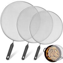 Frying Pan Splatter Screen Stainless Steel Splatter Guard with Handle Fine Mesh Oil Splatter Guard for Cooking Kitchen Supplies white