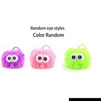 Luminous plush ball, sparkling protruding eye vent ball, children's soft rubber toy, large decompression ball yellow