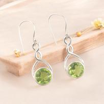 Natural Green Peridot 925 Sterling Silver Handmade Dangle Earrings For Her 1.68  CE-15-3 beige