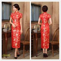 Tradicinis kinų slyvos žiedų Tang kostiumas, vakarinė suknelė Cheongsam, trumpomis rankovėmis, rožinis L red