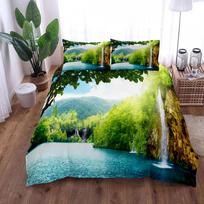 Gamta krioklys 3 patalynės komplektas Karališkas Karalienės Dvigulis Pilnas Dvigulis Viengulis Dydis Lovos Lino Komplektas 220*240cm 3pcs