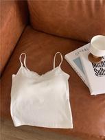Spicy Girl Lace Bow Backless Camisole with Chest Pads - Seamless Short Tank Top One Size balta