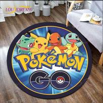 Animacinis Pokemonų Spaudinys Vaikams Pikachu Kilimas Plotinis Kilimas Apvalus Kilimas Svetainei Grindų Kilimėlis Flanelinis Neslystantis Kilimėlis Kambario Dekoras 80cm