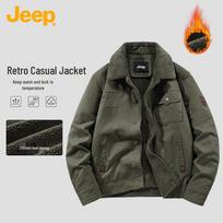 JEEP Men's Japanese Retro Lapel Thickened Workwear Jacket 3XL black