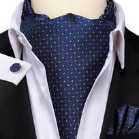 Hi-Tie Vyriškas Ascot Kaklaraištis Juodas Rožinis Mėlynas Raudonas Auksinis Žalias Violetinis Baltas Kaklaraištis Skarelė Manžetės Vyrui Vestuvės Verslas Prom blue
