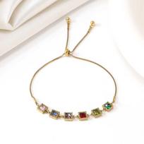 Dopamine Teardrop Zircon Bracelet: Vibrant Colorful Sugar Cube Design white