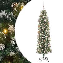 vidaXL Dirbtinis lieknas Kalėdų medis Žalia ir balta 180 cm