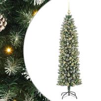 vidaXL Dirbtinis lieknas Kalėdų medis Žalia ir balta 180 cm